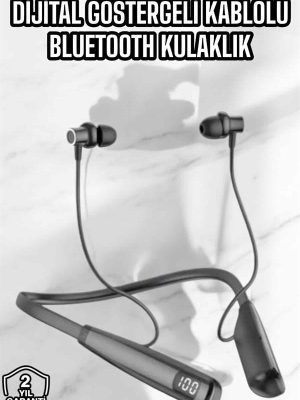 Dijital Göstergeli Kulak İçi Kablosuz Bluetooth Kulaklık Boyun Bantlı