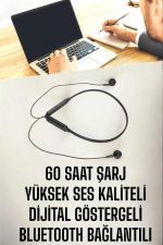 Kablolu Boyun Askılı Dijital Göstergeli Bluetooth Kulaklığı 60 Saat - Görsel 3