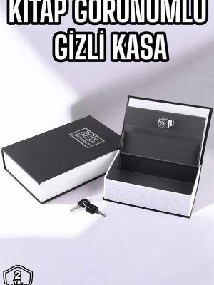 Büyük Boy Anahtarlı Kitap Görünümlü Gizli Kasa Çelik Kasa Altın Kasası
