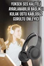 Kulak Üstü Kablosuz Bluetooth Kulaklık Gürültü Önleyici Uzun Şarj Süreli - Görsel 5
