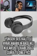 Kablosuz Bluetooth Kulaklık ANC/ENC Destekli Kulak Üstü Yüksek Ses Kaliteli - Görsel 5