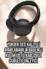 Kulak Üstü Kablosuz Bluetooth Kulaklık Gürültü Önleyici Ayarlanabilir - Görsel 3
