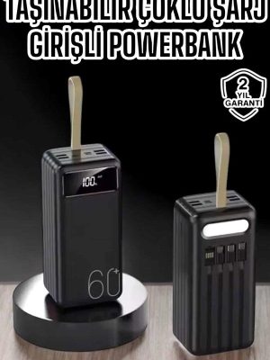 Powerbank 60.000 MAH 4 Portlu Uzun Şarj Süreli Dijital Göstergeli