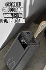 Powerbank 60.000 MAH Dijital Göstergeli 4 Portlu Taşınabilir - Görsel 5