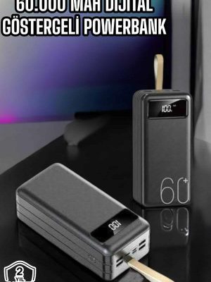 Powerbank 60.000 Mah Hızlı Şarj 4 Çıkışlı Uzun Şarj Süreli Dijital Göstergeli