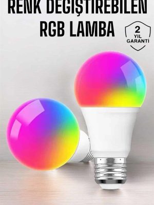 Renk Değiştirebilen RGB Işıklı Led Ampul A+Enerji 15 Watt Led Işık