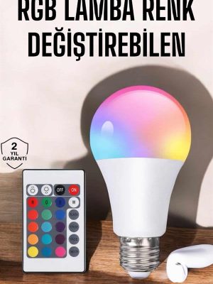 Led Ampul Enerji Dostu RGB Işıklı 100W Led Işık