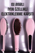 Fön Tarağı Saç Düzleştirici Sıkı Dişli Isı Ayarlı Elektriklenme Karşıtı - Görsel 4