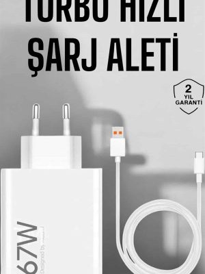 Şarj Aleti 67W Hızlı Şarj Turbo Type-C Uyumlu Şarj Adaptörü Kablosu