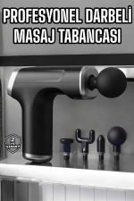 Masaj Tabancası 4 Başlıklı Kas ve Vücut Ağrıları İçin Şarjlı Darbeli