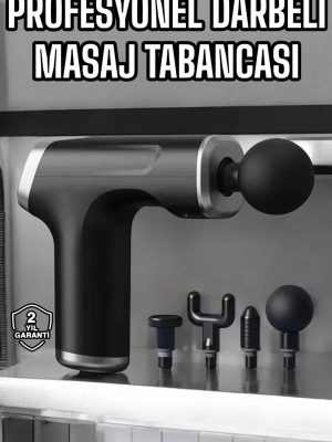 Masaj Tabancası 4 Başlıklı Kas ve Vücut Ağrıları İçin Şarjlı Darbeli