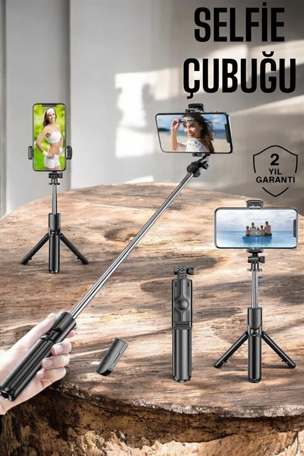 Compressed by jpeg-recompress Kumandalı Tripod Telefon Tutucu Selfie Çubuğu 360 Derece Dönebilen - Görsel 1