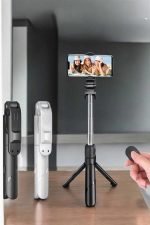 Selfie Çubuğu Tripod Kumandalı Telefon Tutucu Siyah - Görsel 4