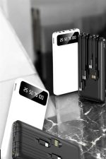 20.000 Mah Led Işıklı LCD Ekran USB Girişli Type-C Lightning Powerbank - Görsel 2