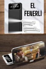 20.000 Mah Led Işıklı LCD Ekran USB Girişli Type-C Lightning Powerbank - Görsel 4