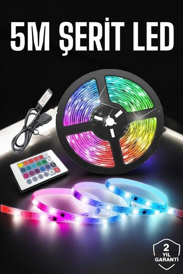 1213938_led-isik-5-metre-serit-led-rgb-isikli-a0-4e2.jpg Led Işık 5 Metre Şerit Led RGB Işıklı - Görsel 1