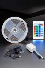 5 Metre Şerit Led RGB Işıklı Kumandalı Güç Adaptörü Her Ortama Uygun - Görsel 2