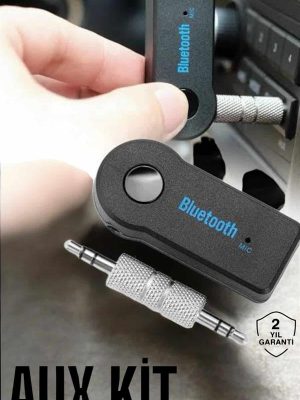 Kablosuz Bluetooth Aux Araç Kiti Siyah Hafıza Kartlı