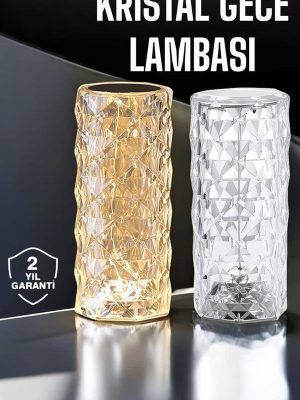Gece Lambası Kristal Lamba Dokunmatik Şarjlı Hediyelik