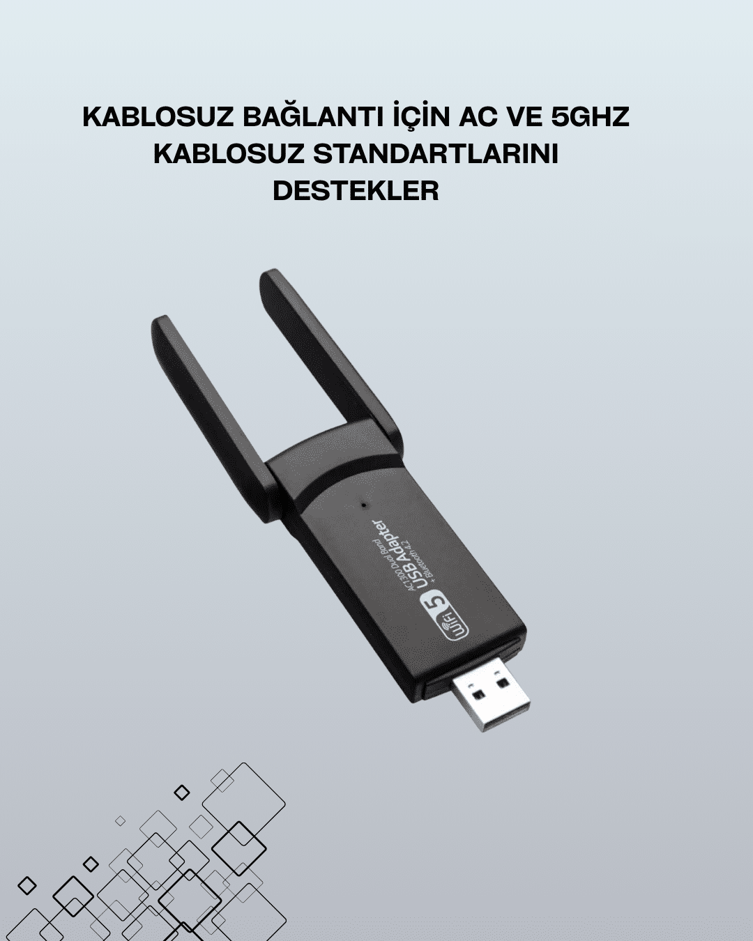 1214415_7-4.png Tak-Çalıştır Özellikli Çift Bant WiFi Adaptör – 1200 Mbps - Görsel 1