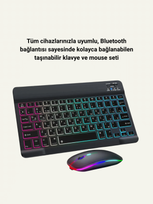 Türkçe Q Klavye Düzenli RGB Kablosuz Klavye Mouse Set