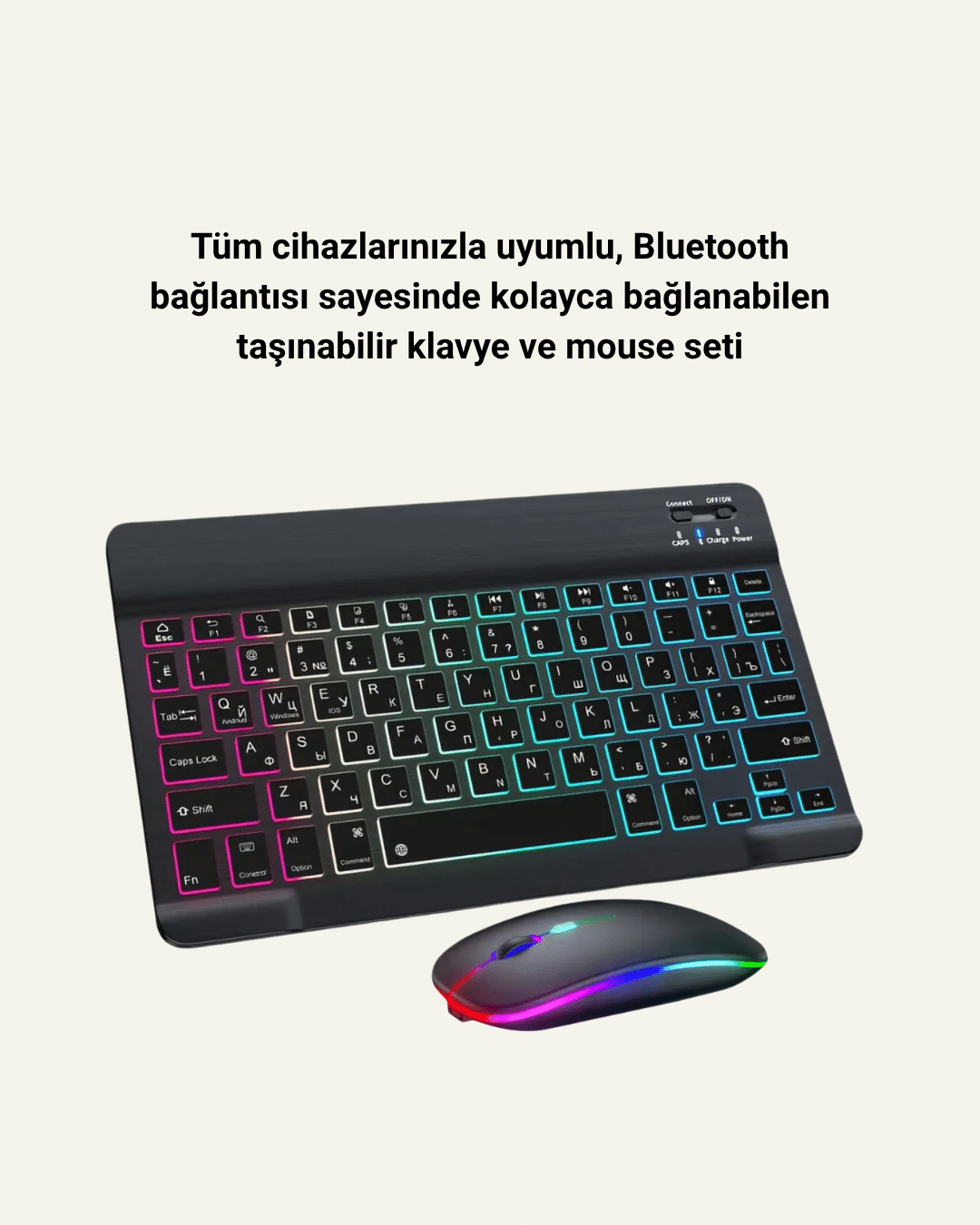 1214428_1-20.png Türkçe Q Klavye Düzenli RGB Kablosuz Klavye Mouse Set - Görsel 1