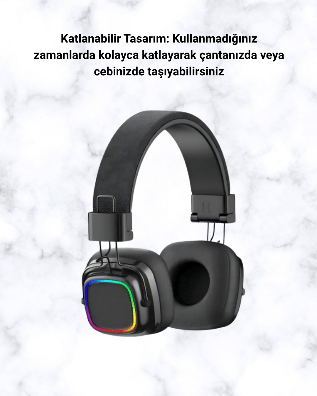1214432_1-18.png Kablosuz RGB Işıklı Katlanabilir Bluetooth Kulak Üstü Kulaklık - Görsel 1