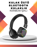 Kablosuz RGB Işıklı Katlanabilir Bluetooth Kulak Üstü Kulaklık - Görsel 5