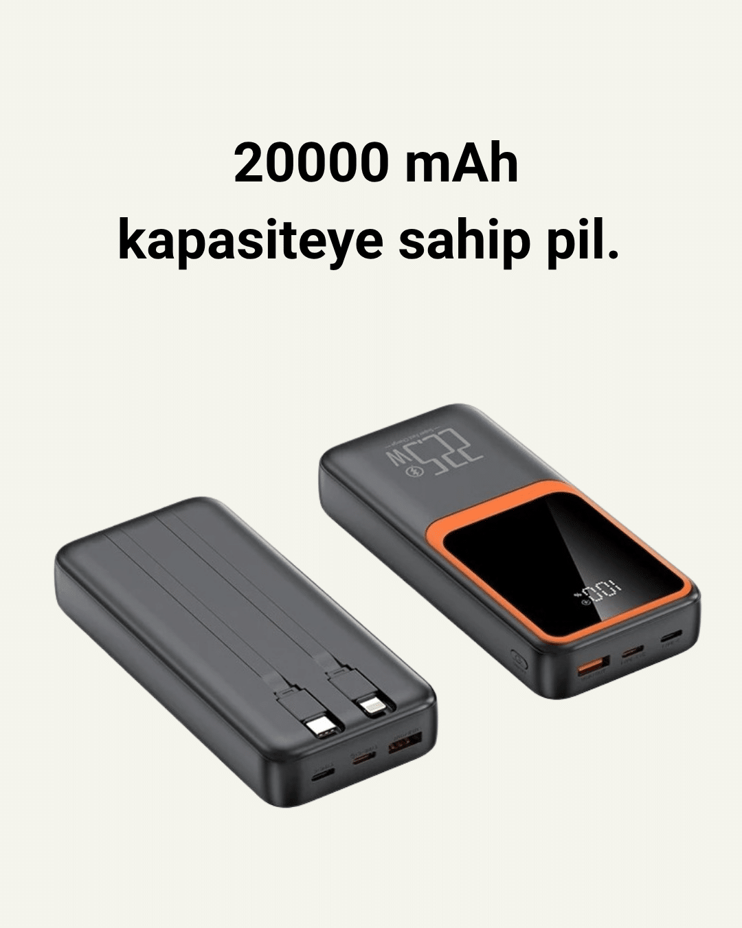 1214468_1-4.png Dijital Ekranlı 20.000 mAh Powerbank | 22.5W Hızlı Şarj + Çoklu Bağlantı Seçeneği - Görsel 1