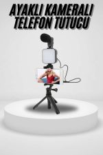 Akıllı Telefon Vlog Kiti Tripod Mini Mikrofonlu Telefon Tutucu - Görsel 5