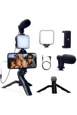 Akıllı Telefon Vlog Kiti Tripod Mini Mikrofonlu Telefon Tutucu - Görsel 4