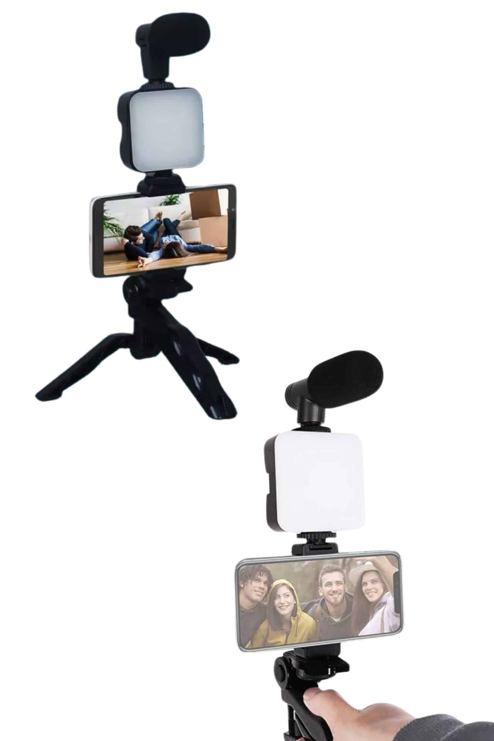 1214508_17-23.jpg Video Making Kit Telefon Tutucu Vlog Video Mini Led Işıklı - Görsel 1