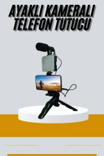 Tripod Telefon Tutucu Kumandalı Mikrofon Led Işık Vlog Video Kayıt - Görsel 5