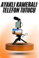 Telefon Tutucu Mini Mikrofonlu Tripod Vlog Çekim Video - Görsel 5