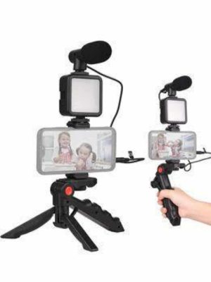 Telefon Tutucu Mini Mikrofonlu Tripod Vlog Çekim Video
