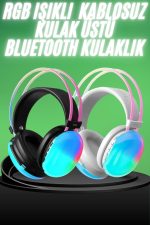 Yeni Nesil Kulak Üstü Kablosuz Uzun Ömürlü RGB Işıklı Bluetooth Kulaklık - Görsel 5