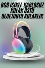 Kulak Üstü Kablosuz Bluetooth Kulaklık Unısex Renkli Işıklı Kulaklık - Görsel 5