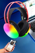 Kulak Üstü Kablosuz Bluetooth Kulaklık Unısex Renkli Işıklı Kulaklık - Görsel 3