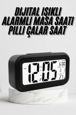 Dijital Masa Saati Termometre Takvim Led Ekran Pilli Ev Ofis Masası - Görsel 5