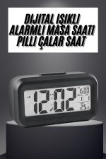 Gece Dijital Masa Saati Dijital Alarmlı Led Ekran Pilli Çalar Saat - Görsel 5