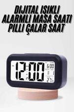 Dijital Işıklı Alarmlı Çalışma Masası Ekran Pilli Çalar Saat - Görsel 5