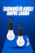 Askılı Kırılmaz Led Işık Kamp Bahçe Lambası Taşınabilir Led Ampul Şarjlı - Görsel 5