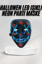 Led Işıklı Neon Maske Cadılar Bayramı Maskesi Korkunç Korku Maskesi - Görsel 5