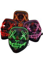 Led Işıklı Neon Maske Cadılar Bayramı Maskesi Korkunç Korku Maskesi - Görsel 2