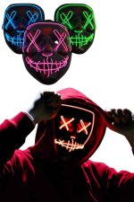 Led Işıklı Neon Maske Cadılar Bayramı Maskesi Korkunç Korku Maskesi - Görsel 3
