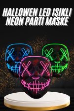 Hallowen Parti Maskesi Neon Led Işıklı Maske 3 Modlu Cadılar Bayramı Maskesi - Görsel 5
