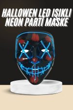Işıklı Led Maske Parti Eğlence Maskesi Hallowen Neon Maske - Görsel 5