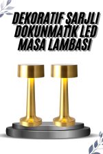 Kablosuz Renkli Masa ve Gece Lambası Altın Rengi Dokunmatik Led Lamba - Görsel 5