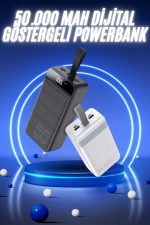 50.000 Mah Powerbank Turbo Hızlı Led Göstergeli Android İOS Uyumlu Taşınabilir Askılı - Görsel 5