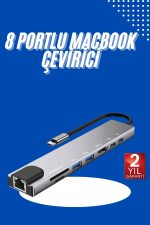 Usb Type-c Hub Dönüştürücü Çevirici Çoklayıcı Macbook Çevirici 8 Portlu - Görsel 5